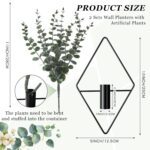 Jexine Hanging Planters with Artificial Eucalyptus Metal Hanging Vase Indoor Plants Holder Modern Geometric Boho Bathroom Wall Decor for Living Room Home Office (Black,4 Pcs) - Image 3