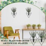 Jexine Hanging Planters with Artificial Eucalyptus Metal Hanging Vase Indoor Plants Holder Modern Geometric Boho Bathroom Wall Decor for Living Room Home Office (Black,4 Pcs) - Image 5