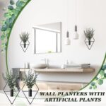 Jexine Hanging Planters with Artificial Eucalyptus Metal Hanging Vase Indoor Plants Holder Modern Geometric Boho Bathroom Wall Decor for Living Room Home Office (Black,4 Pcs) - Image 6