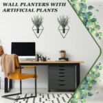 Jexine Hanging Planters with Artificial Eucalyptus Metal Hanging Vase Indoor Plants Holder Modern Geometric Boho Bathroom Wall Decor for Living Room Home Office (Black,4 Pcs) - Image 7