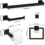 24Inch Matte Black Bathroom Hardware Set, Square Bath Towel Bar Set, SUS304 Stainless Steel Heavy Duty Towel Racks for Bathroom Wall Mounted (12pcs/24 inch) - Image 9