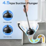HAMITOR Toilet Plunger and Brush Set: 2 Pack 2 in 1 Stainless Steel Rustproof Combo with Curved Bristles - Heavy Duty Toilet Unclogging for Family Bathroom - Compact Apartment Cleaning Accessories - Image 6