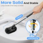 HAMITOR Toilet Plunger and Brush Set: 2 Pack 2 in 1 Stainless Steel Rustproof Combo with Curved Bristles - Heavy Duty Toilet Unclogging for Family Bathroom - Compact Apartment Cleaning Accessories - Image 7