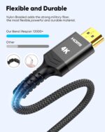 Highwings High-Speed 25 FT HDMI Cable, 18Gbps 2.0 Braided HDMI Cord, 4K HDR, HDR10, HDCP 2.2, ARC, Compatible with Roku TV/HDTV/PS5/Blu-ray - Image 4