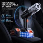 Car Vacuum Portable Cordless, 40,000Pa High Power Dust Buster, 6-in-1 Handheld Vacuum Cleaners for Home, Car, Pet Hair, Keyboard, Black - Image 4