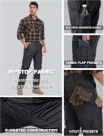Mens Cargo Work Pants Durable Ripstop Tactical Pants with 7 Pockets Outdoor Water Resistant Hiking Woking Construction Pants - Image 6