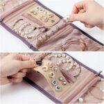 BELALIFE Travel Jewelry Case Organizer, Small Foldable Storage Roll for Earrings, Necklaces, Rings, Bracelets, Brooches, Purple - Image 4