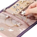 BELALIFE Travel Jewelry Case Organizer, Small Foldable Storage Roll for Earrings, Necklaces, Rings, Bracelets, Brooches, Purple - Image 8