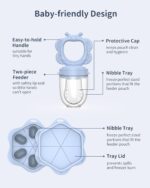 Silicone Baby Fruit Food Feeder (2 Pack) with Freezer Nibble Tray, Breastmilk Popsicle Molds for Baby Teething Relief, Silicone Feeder for Safe Infant Self Feeding, BPA Free, Dishwasher Safe, 3 Month+ - Image 8