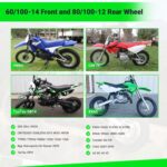 60/100-14 Front & 80/100-12 Rear Wheel Kit 2.50-14 3.00-12 Dirt Bike Tire Rim Assembly Compatible with 110cc 125cc SSR SR125 CRF70 CRF110F KX65 KLX110 PW80 TTR90 TTR110 JR80 DS80 Motorcycle - Image 3