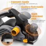 Jellas Electric Planer, 7.5-Amp 16500 Rpm Power Hand Planer, 3-1/4 Inch Cut Width, Dual-dust out System, Dual-handle Design, Blade Protector, 2 Reversible HSS Blades and 2 Carbon Brushes, EP01 - Image 3