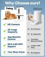 Automatic Dog Feeder Large Breed with Camera - 12L/50 Cups 5G WiFi App Control Dog Food Dispenser, Easy Setup, HD 1080P Video with Night Vision by Yakry - Image 7