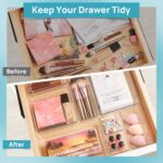 Vtopmart 44 PCS Clear Plastic Drawer Organizers Set, 4-Size Versatile Bathroom and Vanity Organizer Trays, Non-Slip Storage Containers for Makeup, Jewelries, Bedroom，Kitchen Utensils and Office - Image 3