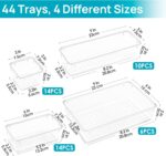 Vtopmart 44 PCS Clear Plastic Drawer Organizers Set, 4-Size Versatile Bathroom and Vanity Organizer Trays, Non-Slip Storage Containers for Makeup, Jewelries, Bedroom，Kitchen Utensils and Office - Image 6