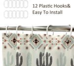 Western Aztec Cactus Shower Curtain 54Wx78H Inch Southwestern Boho Tribal Geometric Ethnic Shower Curtain Bathroom Set Native American Waterproof Bath Decoration Accessories Home Decor - Image 8