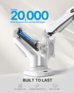 HUANUO Dual Monitor Stand - Full Adjustable Monitor Desk Mount Swivel Vesa Bracket with C Clamp, Grommet Mounting Base for 13 to 32 Inch Computer Screens - Each Arm Holds 4.4 to 19.8lbs - White - Image 6