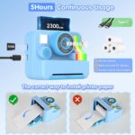 Kids Camera Instant Print - Dual-Lens Selfie Cameras, Portable Toddler Digital Camera Toy with 3 Roll Paper - Christmas Birthday Idea Gift for 3 4 5 6 7 8 9 10 11 12 Years Old Boys 32G (Blue) - Image 8