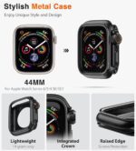 ULTIMAL Metal Case Compatible with Apple Watch Series 6/5/4/SE/SE2 44mm with Back Cover, Military Grade Shockproof Protective Case, Rugged Cover for iWatch 44mm (Black) - Image 3