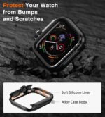 ULTIMAL Metal Case Compatible with Apple Watch Series 6/5/4/SE/SE2 44mm with Back Cover, Military Grade Shockproof Protective Case, Rugged Cover for iWatch 44mm (Black) - Image 4