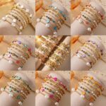 7PCS Dainty Cross Clover Gold Beaded Pearl Bracelet Stack for Women,Handmade Boho Gold Plated Beads Stretch Stackable Bracelets Fashion Birthday Prom Jewelry Accessories Gift Friendship - Image 7