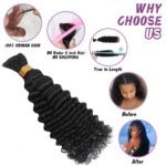 Human Braiding Hair For Boho Braids Deep Water Wave Human Bulk Hair for Braiding 12A Brazilian Virgin Human Hair Extensions for Boho Braids 3 Bundles/Pack 110g Auburn Ginger 14inch - Image 5