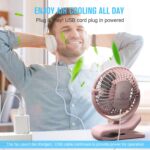 BESKAR Small Clip on Fan, 3 Speeds USB Fans with Strong Airflow, Clip & Desk Fans USB Plug in with Sturdy Clamp - Ultra Quiet operation Fan for Office Dorm Bedroom Stroller - Image 5