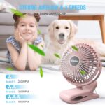 BESKAR Small Clip on Fan, 3 Speeds USB Fans with Strong Airflow, Clip & Desk Fans USB Plug in with Sturdy Clamp - Ultra Quiet operation Fan for Office Dorm Bedroom Stroller - Image 9