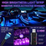 LivTee Smart LED Car Lights Interior with USB Port, LED Strip Fiber Optic Ambient Lighting Car, Wireless App Control, Sync to Music, Car Decorations Interior Accessories Gifts for Women Men, 6 in 1 - Image 3