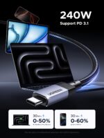 UGREEN 240W USB C Cable Gen2 10Gbps USB 3.2, 4K 60Hz Video Output Fast Charging Compatible with iPhone 16/15/14 Pro Max, NVMe SSD, Monitor, Galaxy S25/S24/S23 Ultra, MacBook Pro, 3.3FT - Image 5