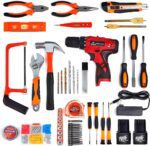 Tool Set with Drill, 108Pcs Cordless Drill Household Power Tools Set with 16.8V Lithium Driver Claw Hammer Wrenches Pliers DIY Accessories Tool Kit - Image 3