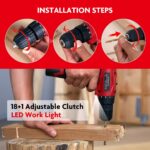 Tool Set with Drill, 108Pcs Cordless Drill Household Power Tools Set with 16.8V Lithium Driver Claw Hammer Wrenches Pliers DIY Accessories Tool Kit - Image 7