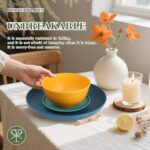 Wheat Straw Dinnerware Set of 32, Unbreakable Dinner Plates and Bowls Dishes Sets Service for 8,Dishwasher Safe Dinnerware Sets for Kitchen and Camping.Vibrant Series - Image 4