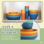 Wheat Straw Dinnerware Set of 32, Unbreakable Dinner Plates and Bowls Dishes Sets Service for 8,Dishwasher Safe Dinnerware Sets for Kitchen and Camping.Vibrant Series - Image 6