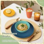 Wheat Straw Dinnerware Set of 32, Unbreakable Dinner Plates and Bowls Dishes Sets Service for 8,Dishwasher Safe Dinnerware Sets for Kitchen and Camping.Vibrant Series - Image 7