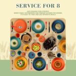 Wheat Straw Dinnerware Set of 32, Unbreakable Dinner Plates and Bowls Dishes Sets Service for 8,Dishwasher Safe Dinnerware Sets for Kitchen and Camping.Vibrant Series - Image 8