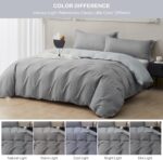 SAPHREAS Gray Geometric Plaid Duvet Cover Set Full Size 3pcs Plaid Bedding Comforter Cover Cotton Soft 1 Duvet Cover 80"x90" and 2 Pillow Shams 20"x26" - Image 7