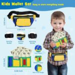 Play Purse for Little Boys Ages 3-6, My First Wallet Toy with Waist Bag, Dinosaur Wallet, Sunglasses, Smartphone, Smartwatch, Car Keys, Life Cards and Fake Money - Image 5
