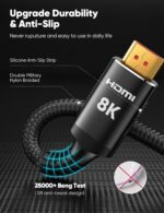 Snowkids 8K HDMI Cable 2.1 15FT 2-Pack, 48Gbps 4K Ultra High Speed Cord (8K@60Hz 7680x4320, 4K@120Hz) eARC HDR10 HDCP 2.2 & 2.3 3D, Compatible for PS-5/PS-4/X-Box/TV (Black) - Image 5