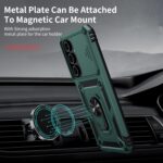 Weycolor for Samsung Galaxy S24 FE Case with Camera Lens Cover, HD Screen Protector, 10 FT Military Grade Drop Protection, Magnetic Ring Holder Kickstand Protective Phone Case, Pine Green - Image 3