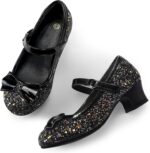 K KomForme Girl's Dress Shoes Mary Jane Glitter 1.5 in Low Heel Wedding Party Princess Shoes for Toddler/Little/Big Kids - Image 3