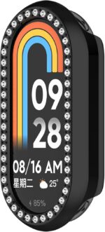 Compatible with Xiaomi Band 8 Protective Case Cover, Smartwatch PC Protective Case Cover Diamond Inlay Watch Accessories(Black) - Image 5