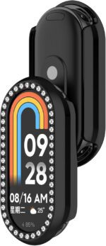 Compatible with Xiaomi Band 8 Protective Case Cover, Smartwatch PC Protective Case Cover Diamond Inlay Watch Accessories(Black) - Image 7