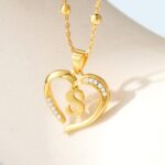 Cicy Bell Womens Heart Initial Necklace for Women 18k Gold Plated Shell Personalized Letter Pendant Necklace 17.7'' with 2'' Extender - Image 3