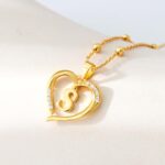 Cicy Bell Womens Heart Initial Necklace for Women 18k Gold Plated Shell Personalized Letter Pendant Necklace 17.7'' with 2'' Extender - Image 4