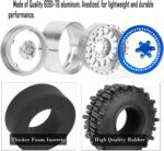 Aluminum 2.2 Wheel Tires for 1/10 SCX10 SCX10 II SCX10 III SCX10 Pro TRX4 TRX6 Gen7/8 D90 VS4-10 MST CFX RC Crawler Car,2.2 Beadlock Wheel Off Road Buggy Rally RC Truck Tires,Silver - Image 5