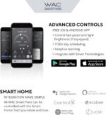 WAC Smart Fans Swirl Indoor and Outdoor 3-Blade Smart Home Ceiling Fan 54in Matte Black Koa with 3000K LED Light Kit and Remote Control works with Alexa and iOS or Android App - Image 5