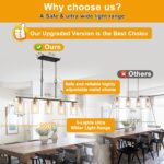 Dining Room Light Fixture/Chandelier Over Table, 5-Light Kitchen Island Lighting Hanging for Farmhouse Linear Chandeliers Black and Gold Ceiling Pendant Light Fixtures with Clear Glass Shade - Image 5