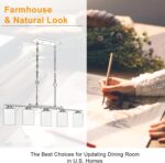 Dining Room Light Fixture/Chandelier Over Table, 5-Light Kitchen Island Lighting Hanging for Farmhouse Linear Chandeliers Black and Gold Ceiling Pendant Light Fixtures with Clear Glass Shade - Image 8