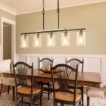 Dining Room Light Fixture/Chandelier Over Table, 5-Light Kitchen Island Lighting Hanging for Farmhouse Linear Chandeliers Black and Gold Ceiling Pendant Light Fixtures with Clear Glass Shade - Image 10