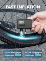 Mini Bike Tire Air Pump: Fast Inflate Portable Small Bicycle Electric Pump for Presta and Schrader Valves, 120 Psi High Pressure Pump with Digital Gauge for Road Bike, Mountain Bike, E-Bike - Image 4